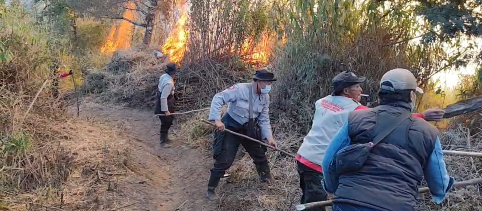 Tim gabungan yang terdiri dari personel Polres Lumajang, BPBD Kabupaten Lumajang, petugas TNBTS, serta masyarakat dikerahkan di kawasan perbatasan Desa Ranupani dan Desa Argosari, Kecamatan Senduro hingga saat ini.