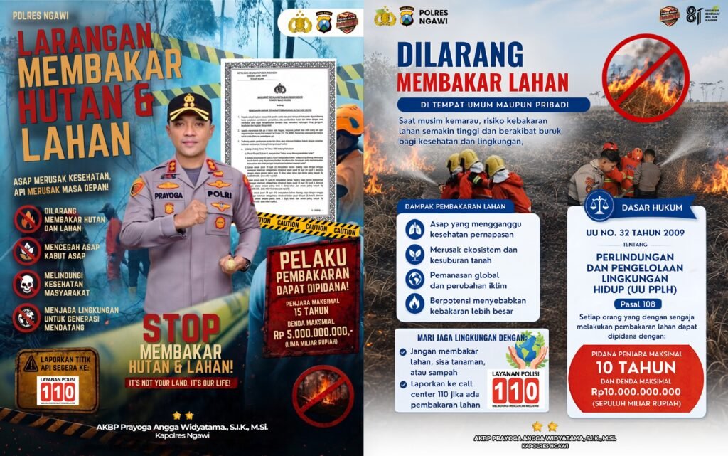 Polres Ngawi Keluarkan Maklumat Terkait Karhutla, Larang Keras Buka Lahan dengan Dibakar