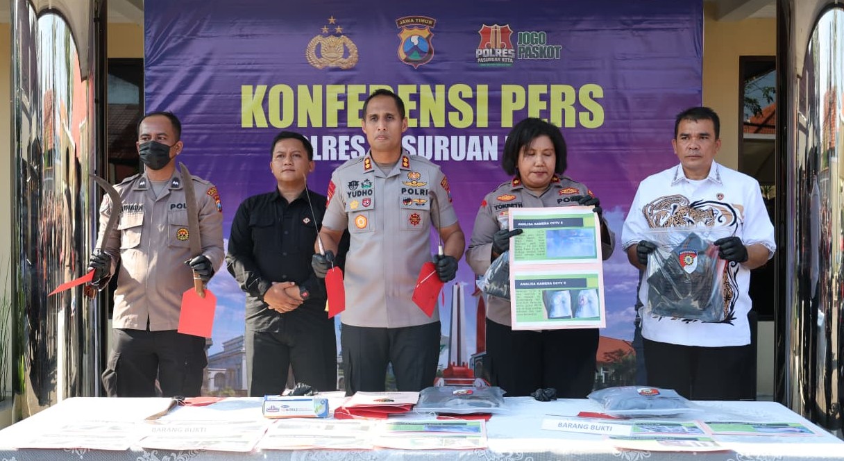 Polres Pasuruan Kota Amankan 4 Tersangka Pengeroyokan Remaja di GOR Untung Suropati