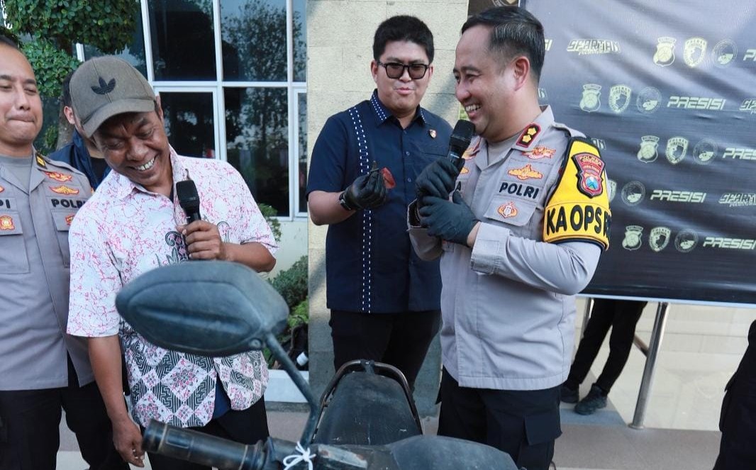 Polres Gresik Ungkap Curanmor, Seorang Petani Balongpanggang Senang Motornya Kembali