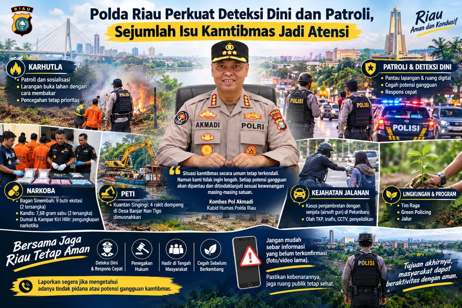 Polda Riau Perkuat Deteksi Dini dan Patroli, Sejumlah Isu Kamtibmas Jadi Atensi